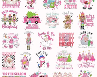 Pink Christmas Png Bundle, Christmas Png Bundle , Christmas Tree Cakes PNG, Christmas Coffee Png, Santa Png, Nutcracker Png,
