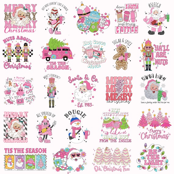 Pink Christmas Png Bundle, Christmas Png Bundle , Christmas Tree Cakes PNG, Christmas Coffee Png, Santa Png, Nutcracker Png,