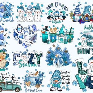 Winter Png Bundle, Frozen Png, Snowman Winter Png, Snowflake Png, Santa Winter Png, Christmas Snowman Png, Winter Coffee Png, Cozy Winter