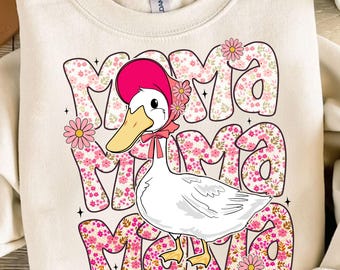 Pink Floral Mama Goose Png, Mama Goose Png, Spring Floral Png, Goose Lover Png, Girly Goose Png, Mother's Day Png, Floral Mama Png, Mom Love
