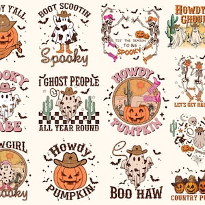 Western Halloween Png Bundle, Cowboy Ghost Png, Halloween Pumpkin, Spooky Season Png, Happy Halloween Png, Howdy Pumpkin Png