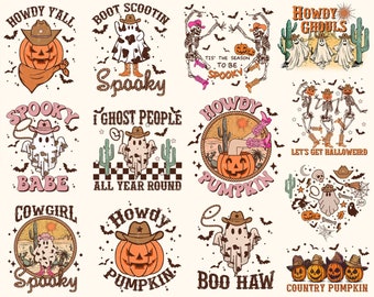 Paquete de Halloween occidental (PNG), fantasma vaquero (PNG), calabaza de Halloween, temporada espeluznante (PNG), feliz Halloween (PNG), ¡Hola, calabaza! (PNG)