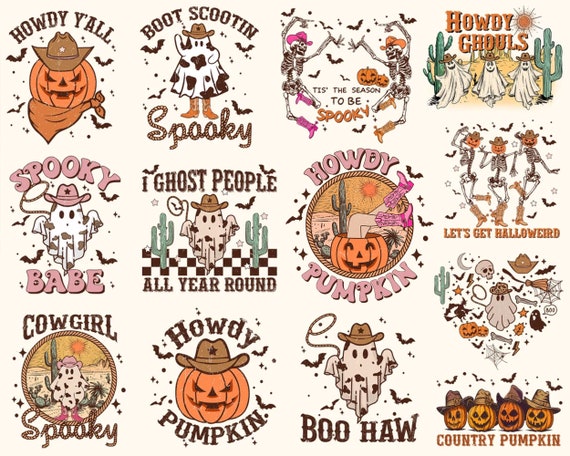 Western Halloween Png Bundle, Cowboy Ghost Png, Halloween Pumpkin, Spooky Season Png, Happy Halloween Png, Howdy Pumpkin Png