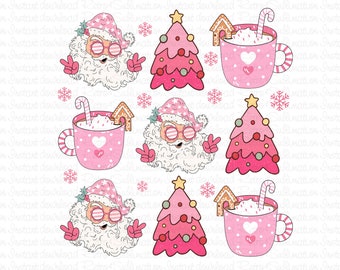 Retro Doodle Roze Kerst Png, Retro Kerst Png, Kerstboom Png, Hot Cocoa Png, Kerstman Png, Kerstfeest Png, Kerst Png