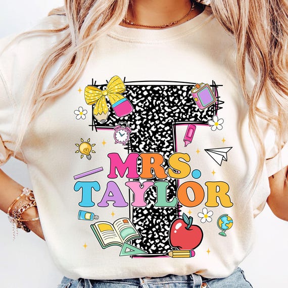 Personalized Teacher Name Tag Png, Back To School Teacher Png, First Day School Png, First Day School Png Sublimation, Teacher's Day Png