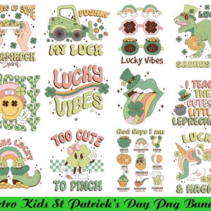 Kinder St Patrick Tag Png-Bundle, Retro Patricks PNG-Bundle, glücklicher Patrick&#39;s Day, irischer Tag Png, glückliche Vibes Png, netter St Patricks Tag, glücklich