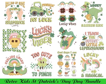 Dziecięcy Dzień Świętego Patryka Png Bundle, Retro Patricks PNG Bundle, Szczęśliwego Dnia Świętego Patryka, Irish Day Png, Lucky Vibes Png, Uroczy Dzień Świętego Patryka, Szczęśliwy