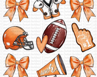 Orange Football Design Png, Touchdown Season Png Png, Coquette Football Png,  Football Mama Png, Orange Design Png For Gameday