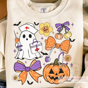 Preppy Nurse Ghost Halloween Png, Nurse Halloween Png, Funny Ghost Nurse Png, Spooky Nurse Png, Medical Pumpkin Stethoscope,Digital Download
