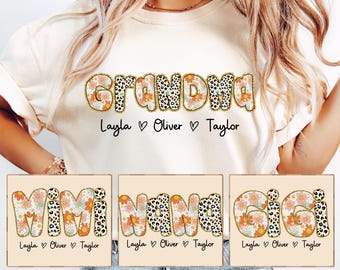 Custom Name Grandma Png Bundle, Grandma Nini Mimi Nana Png, Mothers Day Png, Mama Varsity Png, Floral Spring Png, Family Shirt Matching Png