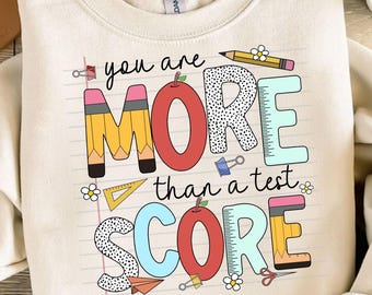 Eres más que una puntuación de examen (PNG), diseños de día de examen (PNG), sublimación escolar colorida, vida docente (PNG), puntuación de examen (PNG), citas de examen (PNG)