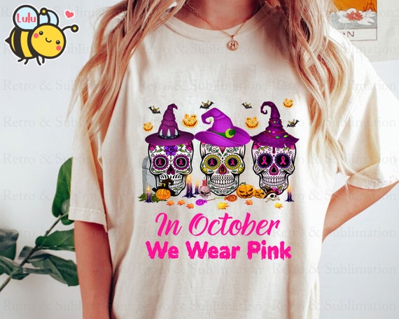 Sugar Skull Breast Cancer Pink Ribbon Flower Skulls October T-Shirt Sugar Skull Breast Cancer Pink Ribbon Flower Skulls October T-Shirt