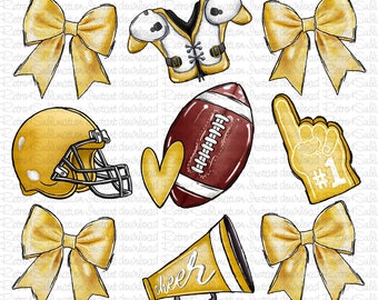Yellow Football Png, Coquette Yellow Football Png, Game Day Football Png, Touchdown Season Png Png, Football Design Png Digital