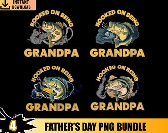 Hooked on Grandpa Png Bundle, Fishing Dad Png Bundle, Fathers Day Png Bundle, Happy Fathers Day, Dad Life Png, Fisherman, Sublimation Design