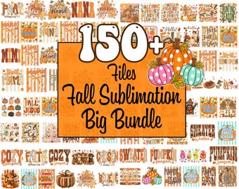 Big Bundle Fall Sublimation: 150 Files Preppy Fall Png, Striped Autumn Png, Christian Fall Png, Pumpkin Season (Digital Download)