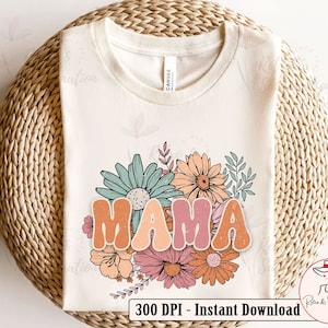 レトロママPng、母の日Png、ママフローラルPng、グルーヴィーママPng、ママ昇華、ママへのギフトPng、おばあちゃんへの母の日ギフト