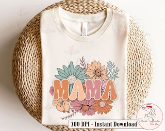 Retro Mama Png, Moederdag Png, Mama Floral Png, Groovy Mama Png, Mama Sublimation, Cadeau voor mama Png, Moederdag cadeau voor oma