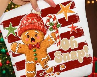 Retro Christmas Gingerbread PNG: Striped Oh Snap Gingerbread Png, Funny Christmas Sublimation, Xmas Holiday (Digital Download)