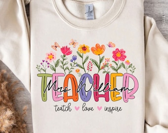 Personalized Retro Teacher Name Png, Teacher Name Tshirt, Gift For Teacher, Thank You Teacher Gifts, Teacher Appreciation Gifts