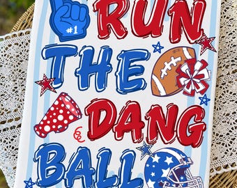 Run The Dang Ball PNG: Funny Football Gameday Sublimation, Trendy Stripes Football Png, Digital Download