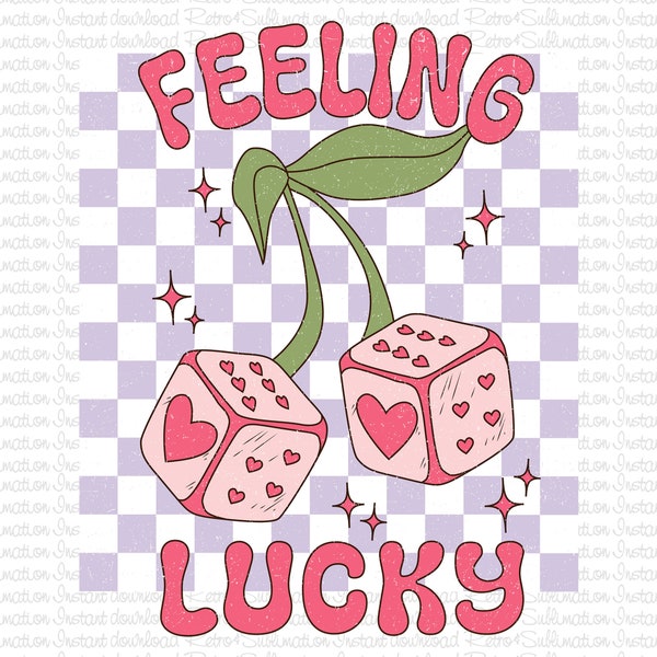 Feeling Lucky Valentine PNG, Retro Valentine Png, Valentine's Day Png, Love Png, Retro Heart Png, Happy Valentine's Png,  Pink Valentine Png