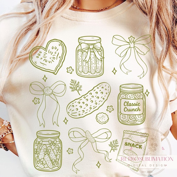 Kawaii Pickle Lover Png, Funny Pickle Png, Pickle Jar and Bow Sublimation, Cute Pickle Jar Png, Coquette Pickle Girly Shirt Design, Digital