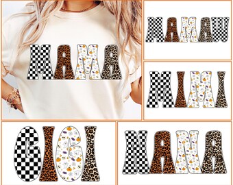 Mama Halloween PNG Bundle, Retro Spooky Ghost Png, Fall Leopard Checker Ghost Png, Pumpkin Season Png, Cute Gigi Mimi Nana Halloween Shirt