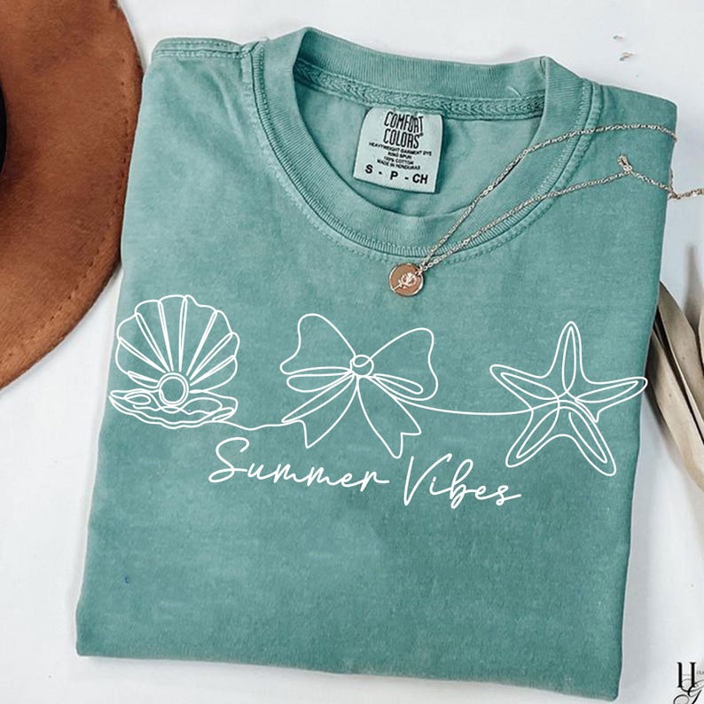 Retro Summer PNG Bundle: Minimal Coastal Png, Summer Vibes Png, Seashell Turtle Designs image 7
