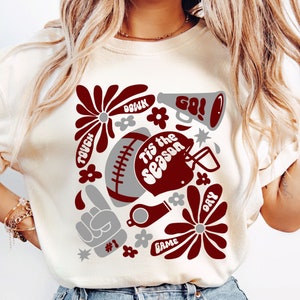 Football Game Day Maroon and Silver Svg, Game Day Football Svg, Touchdown Season Svg, Football Mom Svg, Game Day Shirt, Football Shirt