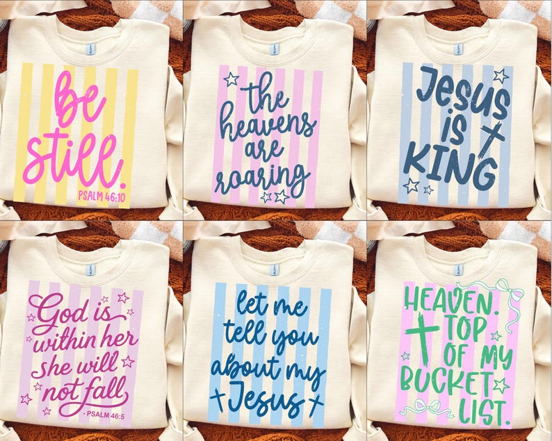 Retro Striped Christian PNG Bundle: Faith Png, Religious Png, Jesus is King, Bible Verse (Digital Download) image 2
