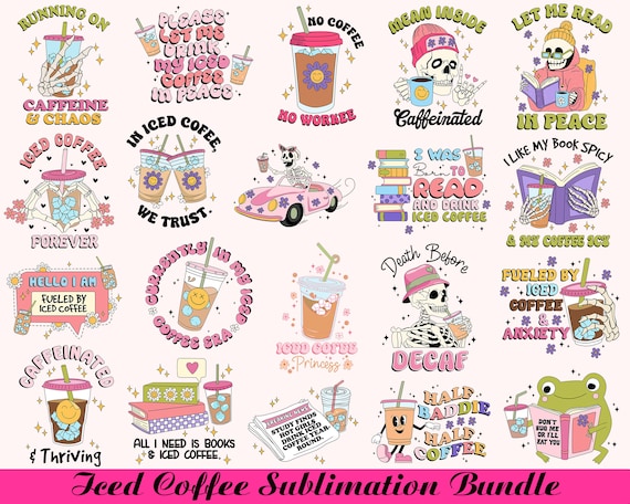 Coffee Sublimation Bundle, Iced Coffee Png Bundle, Skeleton Coffee Png, Coffee Png, Trendy Iced Coffee,Cute Coffee Design,Iced Coffee Design