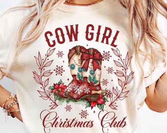 Cowgirl Christmas Club Png, Coquette Cowgirl Christmas Png, Western Christmas Png, Christmas Png, Merry Christmas Png, Christmas Gifts