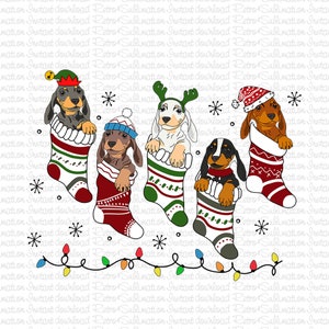 Funny Dachshund Stockings Christmas Lights Png, Merry Christmas Png, Funny Christmas Png, Dog Png, Christmas Animal Png, Christmas Squad Png
