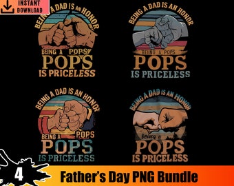 Pacchetto Png per la Festa del Papà, Essere papà è un onore Essere Pops non ha prezzo Png, Png con set di pugni, Papà e figli, Design di camicie per papà