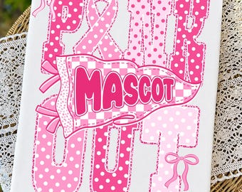 Custom Pink Out Mascot PNG: Breast Cancer Awareness Sublimation, School Team Spirit Png, Tackle Cancer (Digital Download)