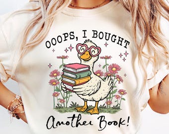 Oeps, ik heb nog een boek gekocht png, grappige gans leesgrage png, Boho Floral Book Goose png, Sassy Sarcastic Book Club png, retro esthetiek png