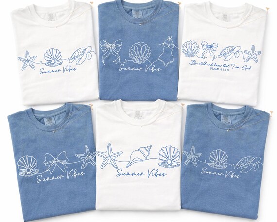 Retro Summer PNG Bundle: Minimal Coastal Png, Summer Vibes Png, Seashell Turtle Designs