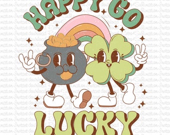Happy Go Lucky Png, St Patricks Day PNG, Patricks Day Png, Lucky Vibes Png, Irish Day Png, Happy Patrick's Day, Retro St Patrick Png