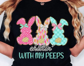 Chillin With My Peeps Png, Colorful Glitter Easter Png, Brushstroke Bunny Coquette Png, Easter Day Png, Easter Vibes Png, Instant Download