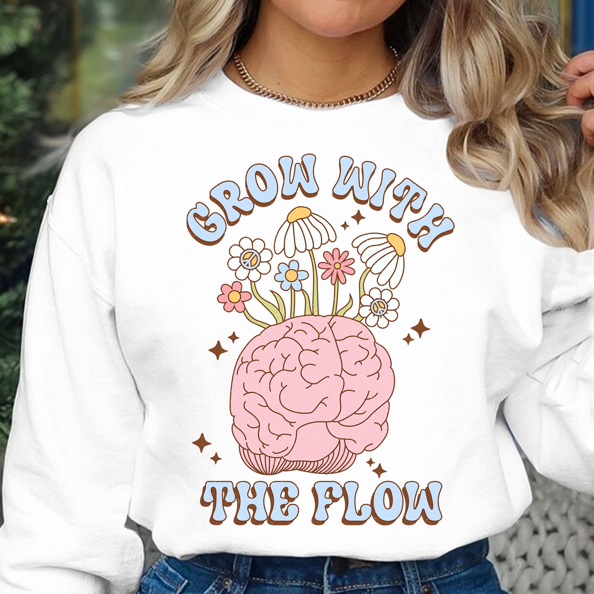 Brain Flower Png, Mental Health Png, Grow With the Flow Png ...