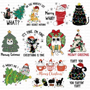 Cat Christmas Png Bundle, Christmas Cat Png, Christmas Black Cat PNG, Merry Christmas Png, Cat Lovers, Cat png, Christmas Squad Png