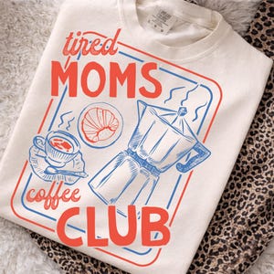 Tired Moms Club PNG: Coquette Mother's Day Png, Striped Motherhood, Funny Mom Life Png, Trendy Mom (Digital Download) image 1