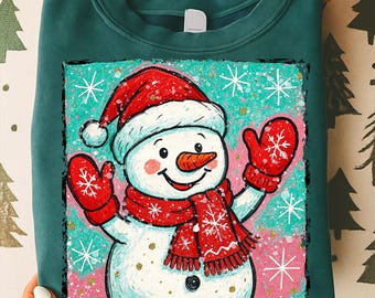 Preppy Snowman Christmas-png: handgetekende kerstclipart (digitale download)