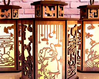 Bär Kerzenhalter Laser Cut, Winnie Lamp Night SVG Laser-Cut