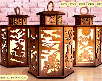 Motorrad-Kerzenhalter Laser Cut, Motocross Lamp Night svg Laser-Cut