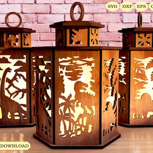 Dinosaur Candle Holder Laser Cut, Dinosaur Lamp Night Svg Laser Cut