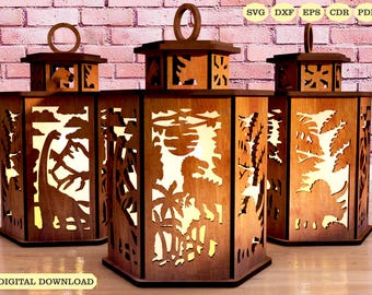 Dinosaurier-Kerzenhalter Laser Cut, Dinosaurier-Lampen-Nacht-Svg Laser-Cut