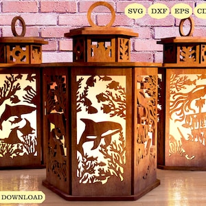 Ocean Serenity Candle Holder Laser Cut, Ocean Dreams Lamp Night Svg Laser Cut