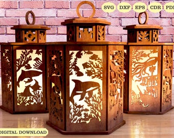 Ocean Serenity Kerzenhalter Laser Cut, Ocean Dreams Lampe Nacht SVG Laser-Cut