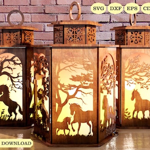 Pferd Lampe Dekoration svg, Pferdelaterne Laser Cut svg